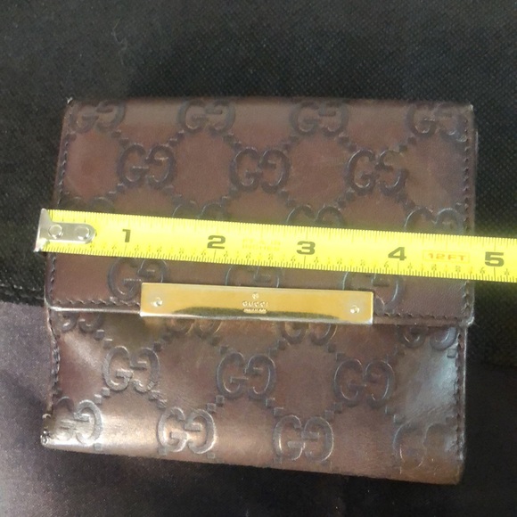 GUCCI Guccissima GG Brown Lambskin Bifold Wallet With Billfold & Coin Section - Picture 8 of 17
